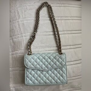 Rebecca Minkoff quilted mint blue/green crossbody with adjustable straps